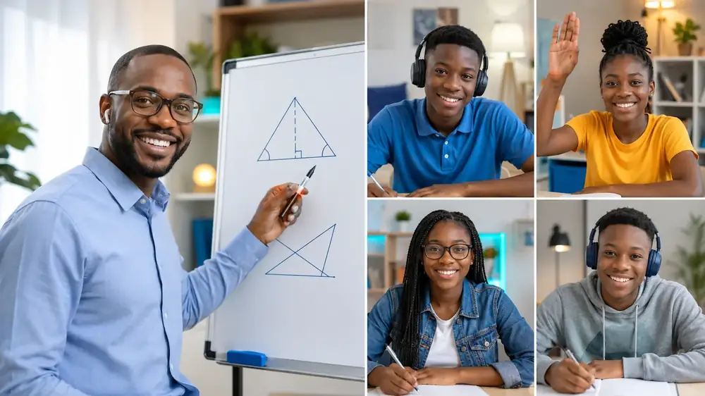 Classe virtuelle : enseignant et élèves en cours vidéo